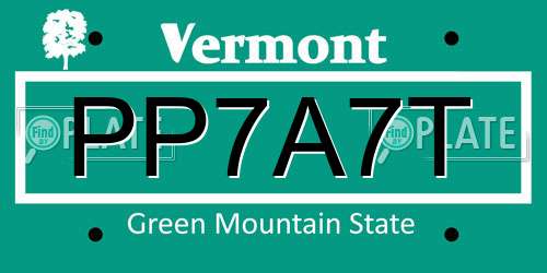 PP7A7T Vermont License Plate