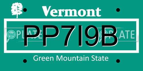 PP7I9B Vermont License Plate