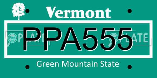 PPA555 Vermont License Plate