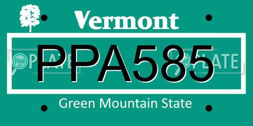 PPA585 Vermont License Plate