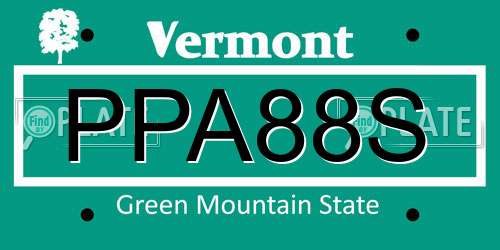 PPA88S Vermont License Plate