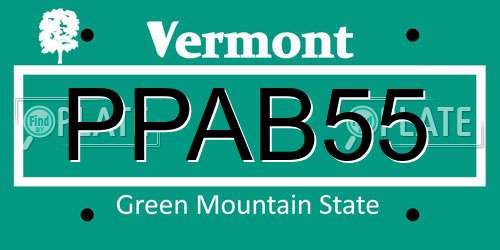 PPAB55 Vermont License Plate