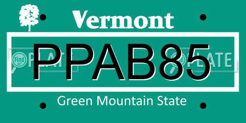 PPAB85 Vermont License Plate
