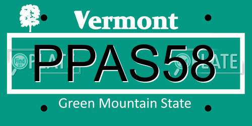 PPAS58 Vermont License Plate