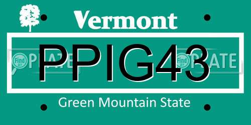 PPIG43 Vermont License Plate