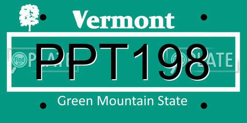 PPT198 Vermont License Plate