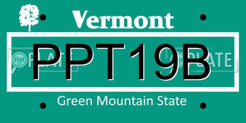 PPT19B Vermont License Plate