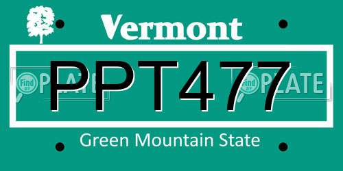 PPT477 Vermont License Plate