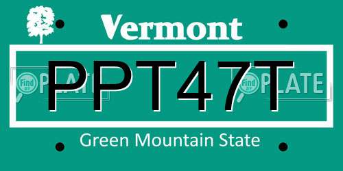 PPT47T Vermont License Plate