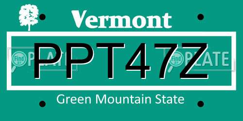 PPT47Z Vermont License Plate