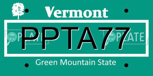 PPTA77 Vermont License Plate