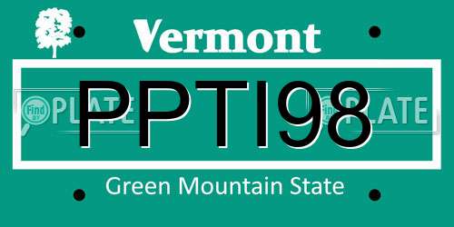 PPTI98 Vermont License Plate