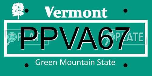PPVA67 Vermont License Plate