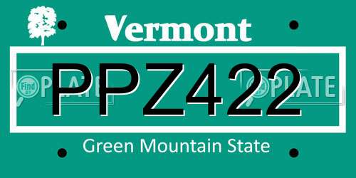 PPZ422 Vermont License Plate