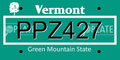 PPZ427 Vermont License Plate
