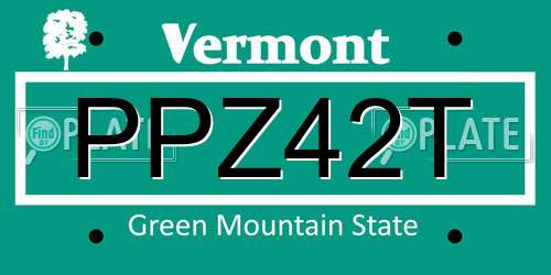 PPZ42T Vermont License Plate