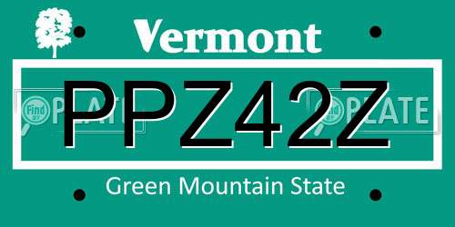 PPZ42Z Vermont License Plate