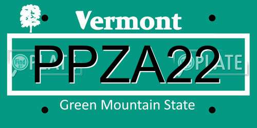 PPZA22 Vermont License Plate