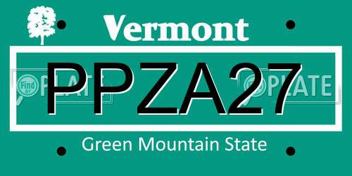 PPZA27 Vermont License Plate