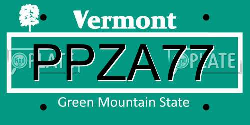 PPZA77 Vermont License Plate