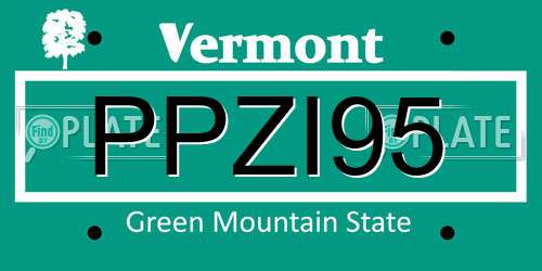 PPZI95 Vermont License Plate