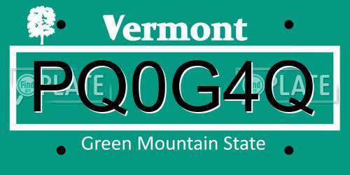 PQ0G4Q Vermont License Plate