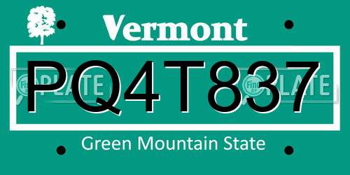 PQ4T837 Vermont License Plate