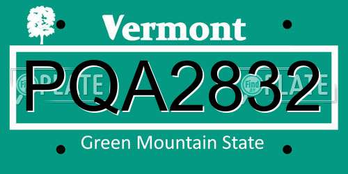 PQA2832 Vermont License Plate