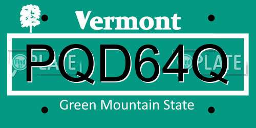PQD64Q Vermont License Plate