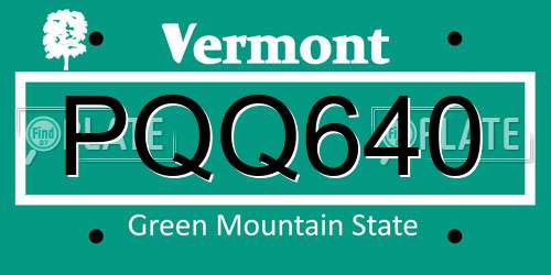PQQ640 Vermont License Plate