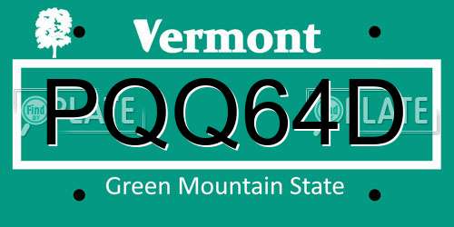 PQQ64D Vermont License Plate