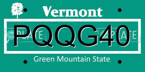 PQQG40 Vermont License Plate