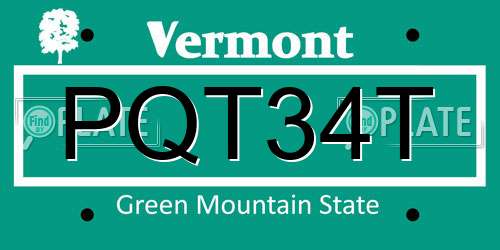 PQT34T Vermont License Plate