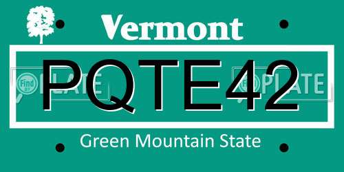 PQTE42 Vermont License Plate