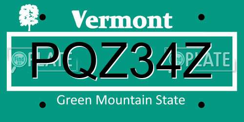 PQZ34Z Vermont License Plate