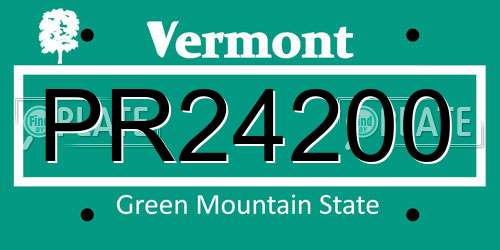 PR24200 Vermont License Plate