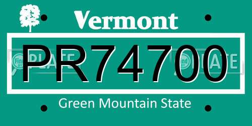 PR74700 Vermont License Plate