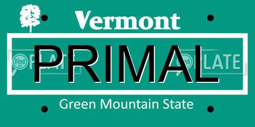 PRIMAL Vermont License Plate