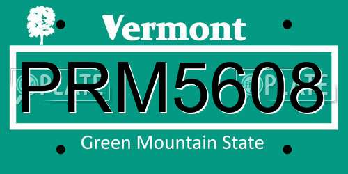 PRM5608 Vermont License Plate