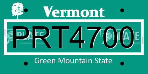PRT4700 Vermont License Plate