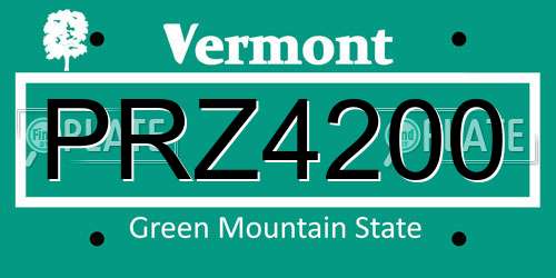 PRZ4200 Vermont License Plate