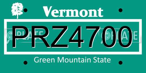 PRZ4700 Vermont License Plate