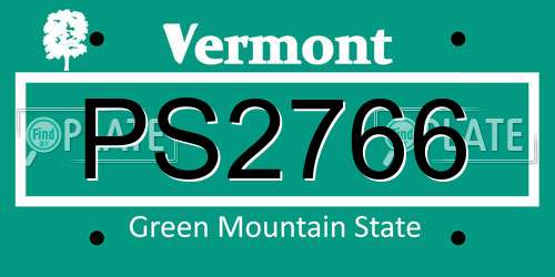PS2766 Vermont License Plate