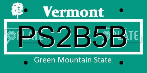 PS2B5B Vermont License Plate