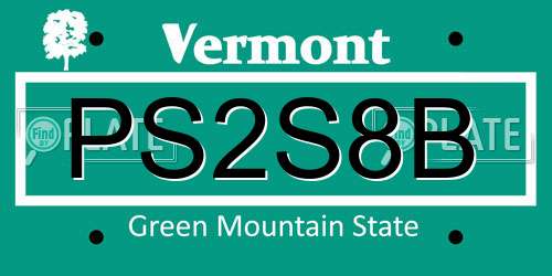 PS2S8B Vermont License Plate