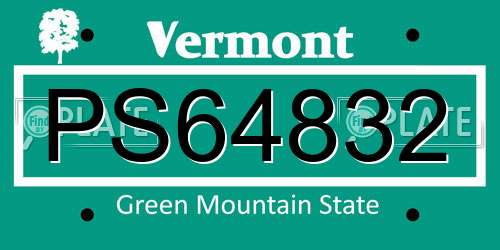 PS64832 Vermont License Plate