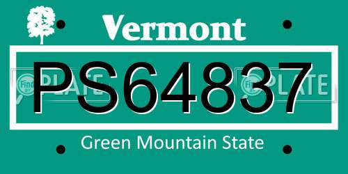 PS64837 Vermont License Plate