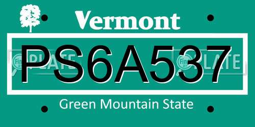 PS6A537 Vermont License Plate