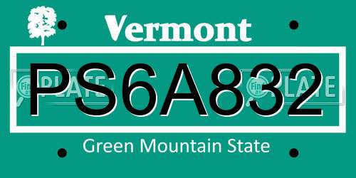PS6A832 Vermont License Plate