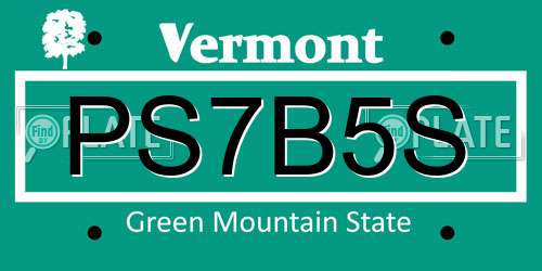 PS7B5S Vermont License Plate